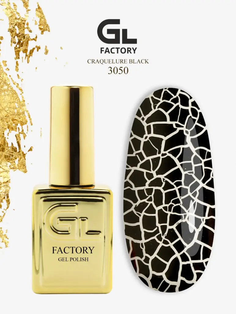 GL 3050 GOLD Gel Polish Craquelure ⁠Black 15