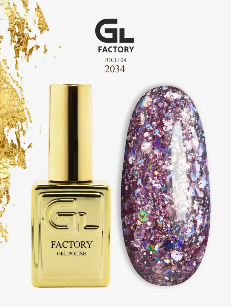 GL 2034 GOLD Gel Polish Rich 04 15g TPO FREE