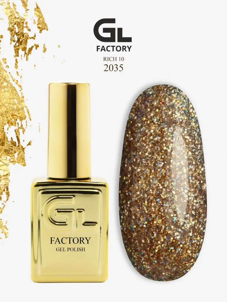 GL 2035 GOLD Gel Polish Rich 10 15g TPO FREE