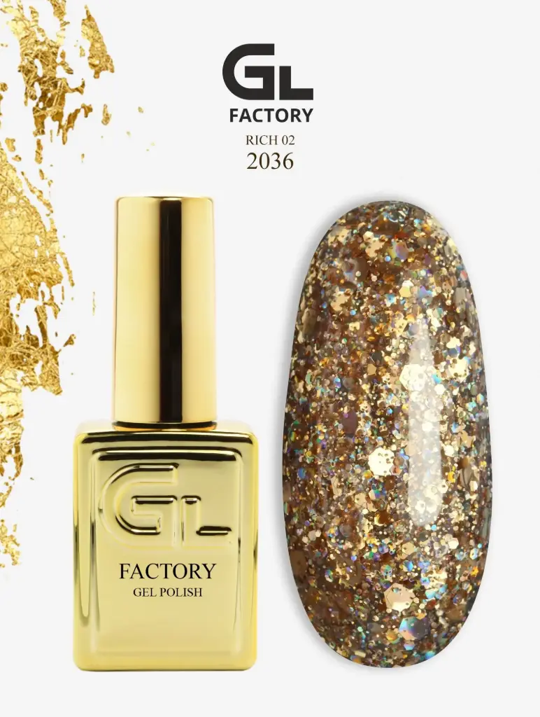 GL 2036 GOLD Gel Polish Rich 02 15g TPO FREE