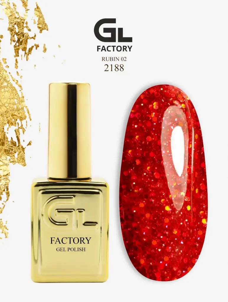 GL 2188 GOLD Gel Polish Rubin 02 15g TPO FREE