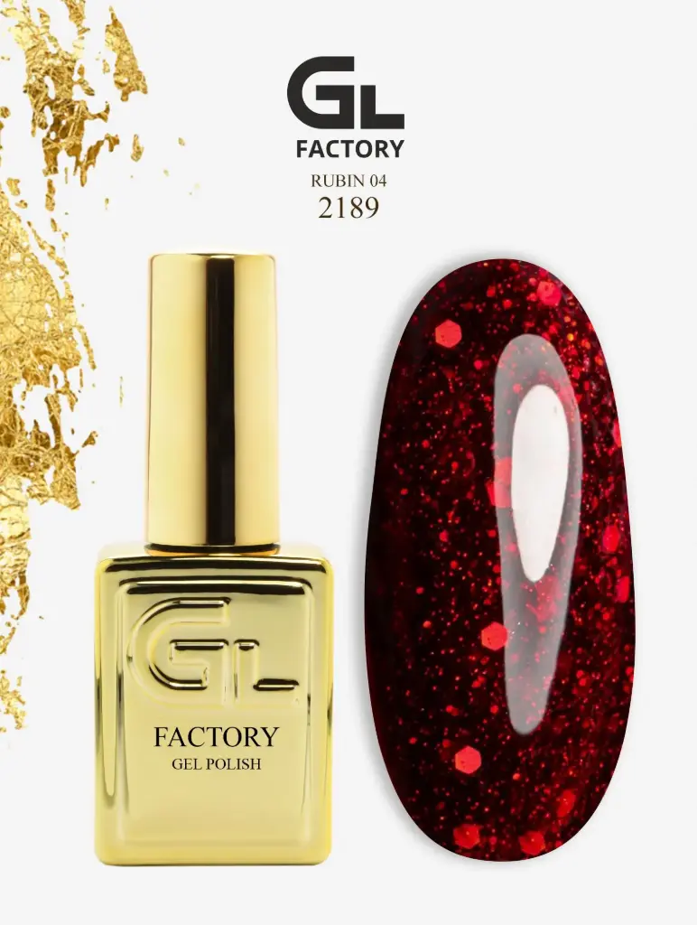 GL 2189 GOLD Gel Polish Rubin 04 15g TPO FREE