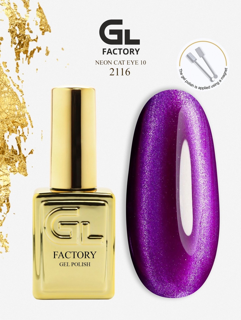 GL 2116 GOLD Gel Polish Neon Cat Eye 10 15