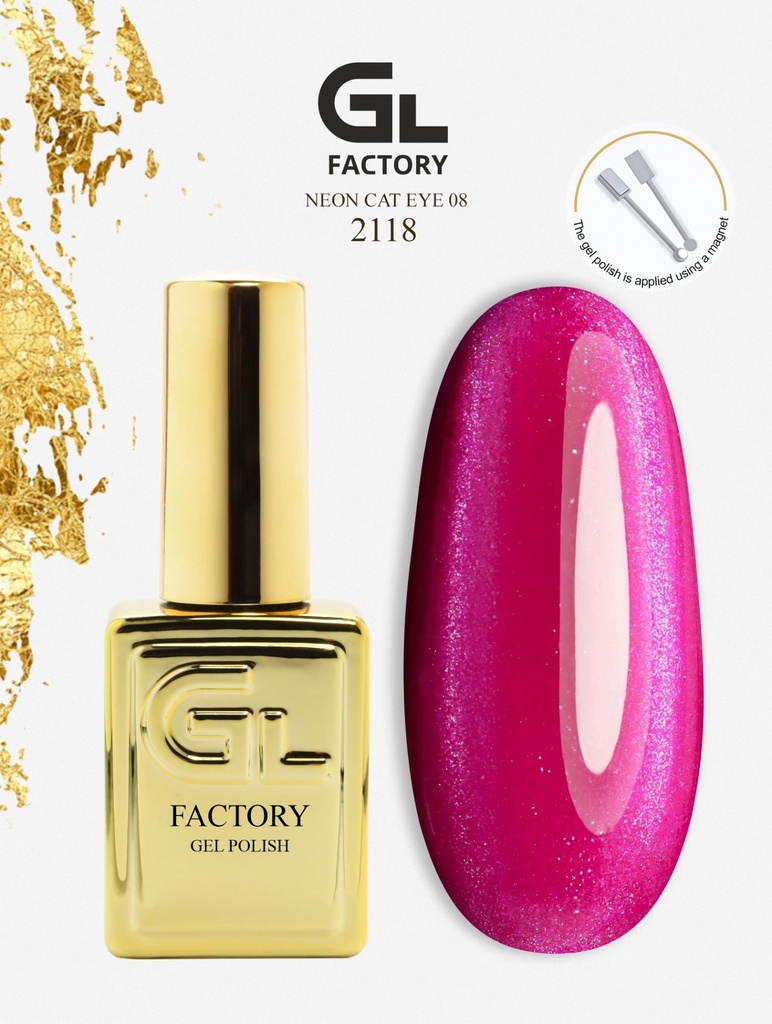 GL 2118 GOLD Gel Polish Neon Cat Eye 08 15